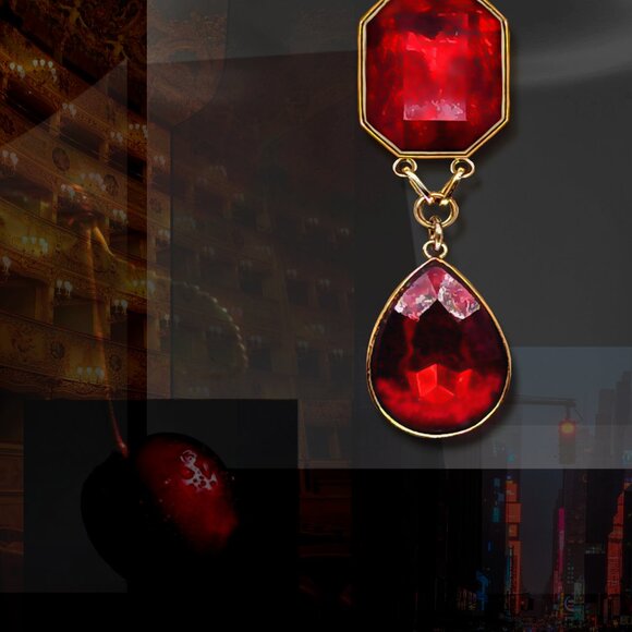 NECKLACE Double Czech Crystal Pendant - Picture 2 of 2